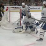 Ilya Samsonov saves Leafs after Beecher's dangerous shot in game 2 (22 apr 2024)