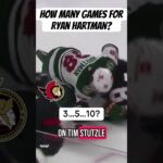 How many games for Ryan Hartman after driving Tim Stutzle’s head into the ice? ​⁠