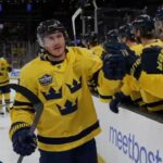 Sweden's Gustav Nyquist Tips Shot Past USA's Jake Oettinger