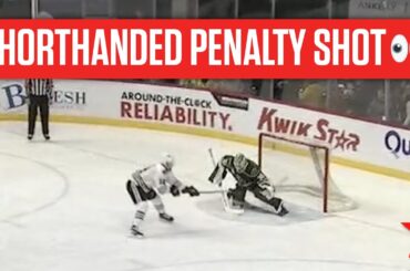Zach Sanford Scores A Penalty Shot Goal For The Rockford IceHogs