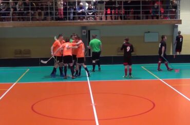 Angry floorball player hit the referee with a stick