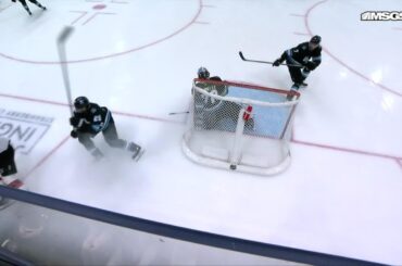 Curtis Lazar scores a goal against the Utah Hockey Club