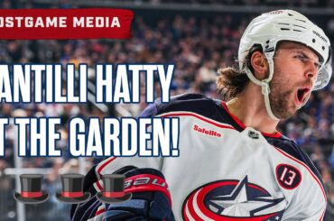 ADAM FANTILLI HAT TRICK AT MADISON SQUARE GARDEN! 🎩🎩🎩 Blue Jackets Win 7-3! | Postgame Media