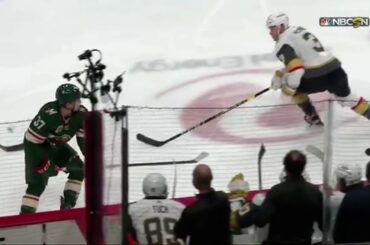 Brayden McNabb Destroys Minnesota Wild Player Rau March 10th
