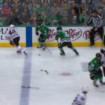 Jamie Benn's stick disintegrates into three pieces
