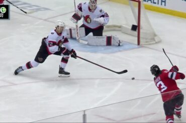 Nico Hischier scores a goal against the Ottawa Senators