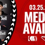 Dylan Cozens, Drake Batherson, and Travis Green Pregame Media vs BUF