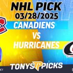 Montreal Canadiens vs Carolina Hurricanes 3/28/25 NHL Pick Prediction