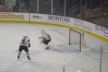 Lehigh Valley Phantoms goalie Cal Petersen warms up 3/29/25