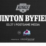 Forward Quinton Byfield | 03.27.25 LA Kings Fall to Colorado Avalanche | Postgame Media