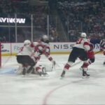 Alex Iafallo scores a goal against the New Jersey Devils