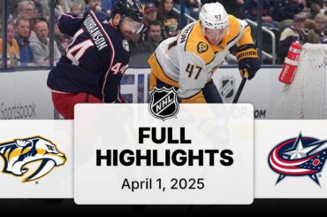 NHL Highlights | Predators vs. Blue Jackets | April 01, 2025