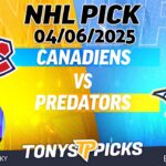 Montreal Canadiens vs Nashville Predators 4/6/25 NHL Pick Prediction