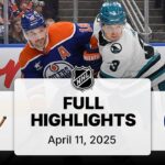 NHL Highlights | Sharks vs. Oilers | April 11, 2025