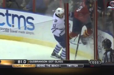 Hockey Funny Moment: Erik Gudbranson Gets His Glove Stuck  - 02/19/2013