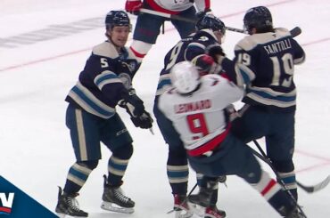 Blue Jackets' Adam Fantilli Levels Capitals' Leonard Before Blasting A Goal