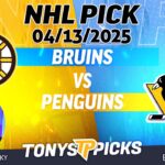 Boston Bruins vs Pittsburgh Penguins 4/13/25 NHL Pick Prediction