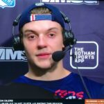 Rangers C #73 Matt Rempe in between periods interview w/3rd goal highlight.