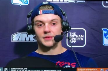 Rangers C #73 Matt Rempe in between periods interview w/3rd goal highlight.