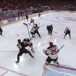 Jalen Chatfield scores a goal against the New Jersey Devils