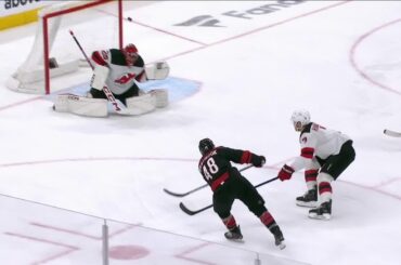 Jordan Martinook scores a shorthanded goal against the New Jersey Devils