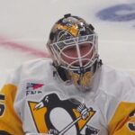 Tristan Jarry hit in face with stick