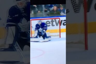 #35 Ilya Samsonov takes a bullet to his mask.