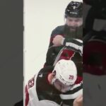 Brent Burns headbutts Timo Meier 😳 #nhlplayoffs #brentburns #timomeier #hurricanes #devils