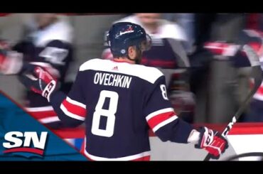 Alexander Ovechkin Powers The One-Timer Past Thatcher Demko For His 756th Career Goal