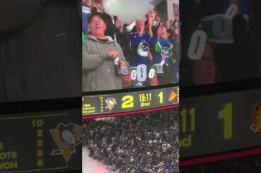 KIEFER SHERWOOD SCORES DURING ELIAS PETTERSSON’S GOAL ANNOUNCEMENT