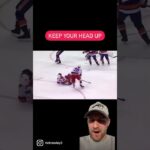 Romanov Lays Out Miles Wood #hockeyboys #hockeyhits #newyorkislanders #newjerseydevils