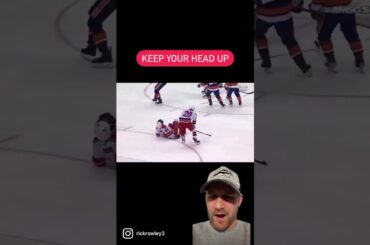 Romanov Lays Out Miles Wood #hockeyboys #hockeyhits #newyorkislanders #newjerseydevils