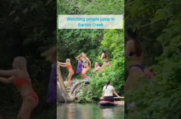 The Paddy Caddy watching people jump in Barton Creek
