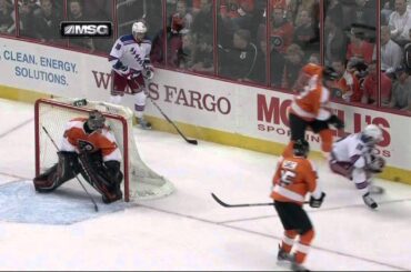 Ryan McDonagh goal. NY Rangers vs Philadelphia Flyers 4/3/12 NHL Hockey