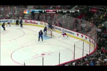 Claude Giroux tries to knock down Hartnell @ 2012 NHL ASG