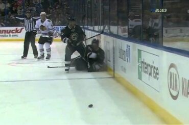 Matt D'Agostini runs over Jonathan Toews [HD]