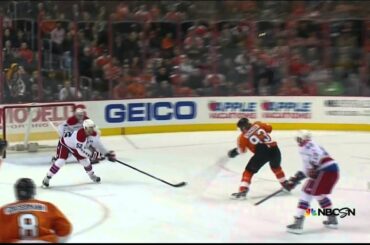 Jakub Voracek wrist shot goal 5-3 Washington Capitals vs Philadelphia Flyers  3/5/14 NHL Hockey.