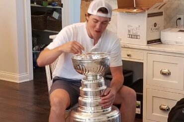 T.J. Oshie "Day With The Cup" It tastes like Champagne...