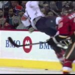 Mark Giordano hipchecks Taylor Hall