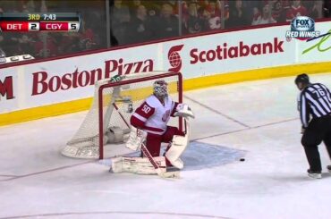Mikael Backlund penalty shot Mar 13 2013 Detroit Red Wings vs Calgary Flames NHL Hockey