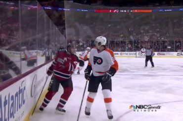 Anton Volchenkov hit on Wayne Simmonds Mar 13 2013 Philadelphia Flyers vs NJ Devils NHL Hockey