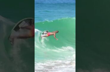 Sketchy Ride Skimboarding wave right onto sand! #shorts #shortsvideo