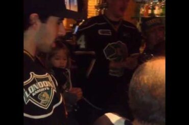 Mitch Marner and Michael McCarron sing happy birthday to fans at Jack Astors - November 2013