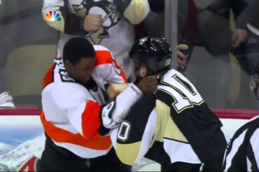 Tanner Glass vs Wayne Simmonds fight Feb 20 2013 Philadelphia Flyers vs Pittsburgh Penguins NHL