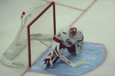 Frederik Andersen warms up during the Hurricanes @ Senators hockey game