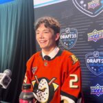 Roger McQueen speaks to the media after being drafted 10th overall by the Anaheim Ducks