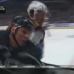 Blake Lizotte takes a hard hit from Samuel Girard.