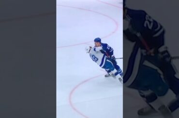 #22 Jake McCabe solid check on #38 Brandon Hagel