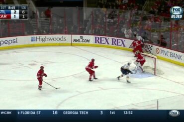 Justin Faulk seeing eye wrist shot goal 2-1 St. Louis Blues @ Carolina Hurricanes Jan 30 2015 NHL