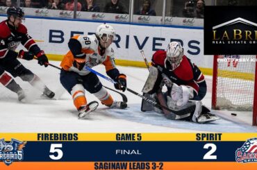 HIGHLIGHTS 4/7/23 - Firebirds Force Game 6 in Flint with 5-2 Win over Saginaw